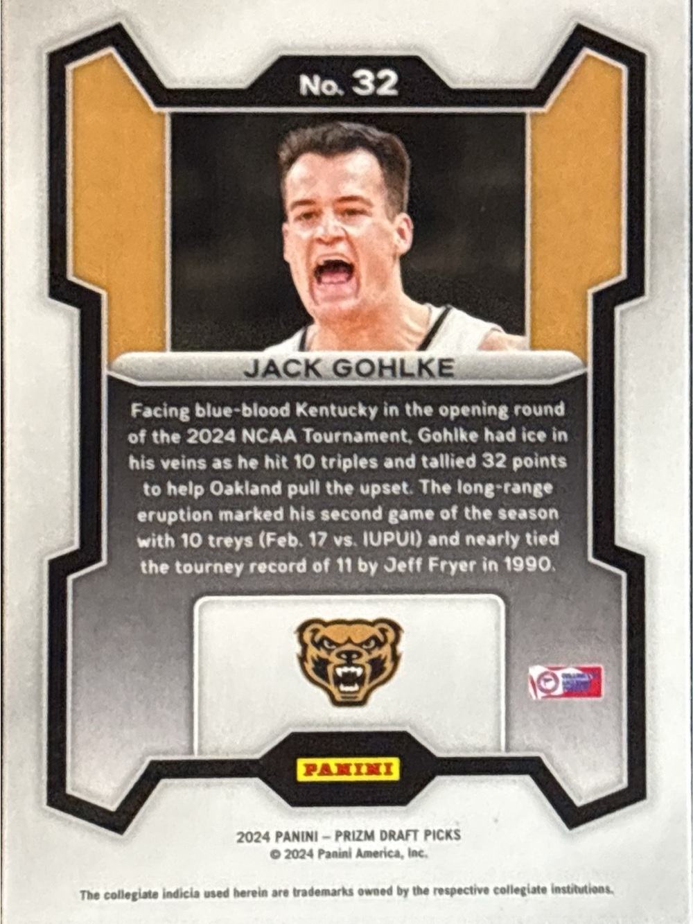 Panini Prizm Draft Picks Jack Gohlke Rookie Card Limited Print - Picture 2 of 2